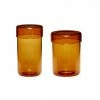 Hubsch Storage Jar W/Lid Glass Orange S/2