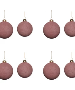 Hubsch Set of 8 Christmas ball baubles glass, purple