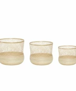 Hubsch Round Bamboo Baskets in Large