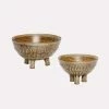 Hubsch Retro Brown Ceramic Bowl Set 2