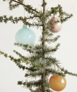Hubsch Pink Marble Christmas Bauble Set of 2