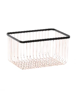 Hubsch Rose Gold Wire Storage Basket - White and Black