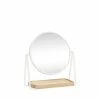 Hubsch Miroir De Table En Métal Blanc Et Plateau En Bois