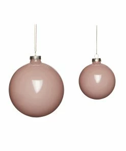 Hubsch Christmas ball baubles glass, pink, s/8