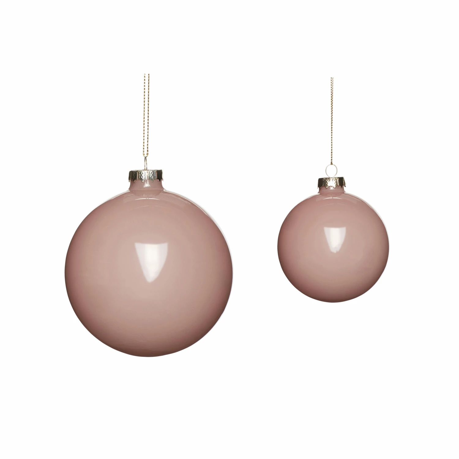 Hubsch Christmas ball baubles glass, pink, s/8