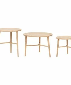 Hubsch Natural Oak Wood Center Anka Auxiliary Table ø50cm