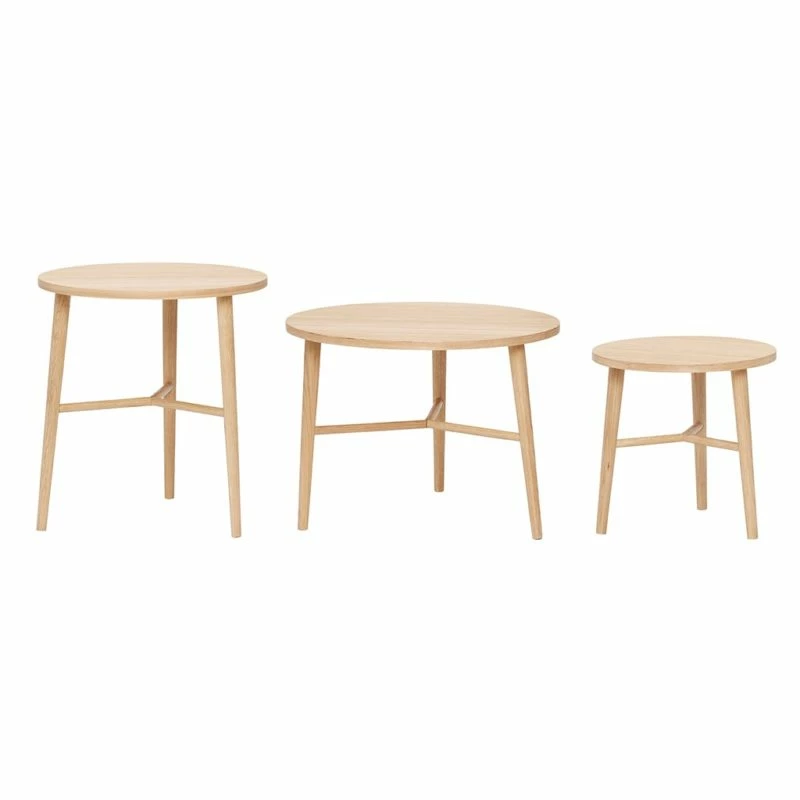 Hubsch Natural Oak Wood Center Anka Auxiliary Table ø50cm