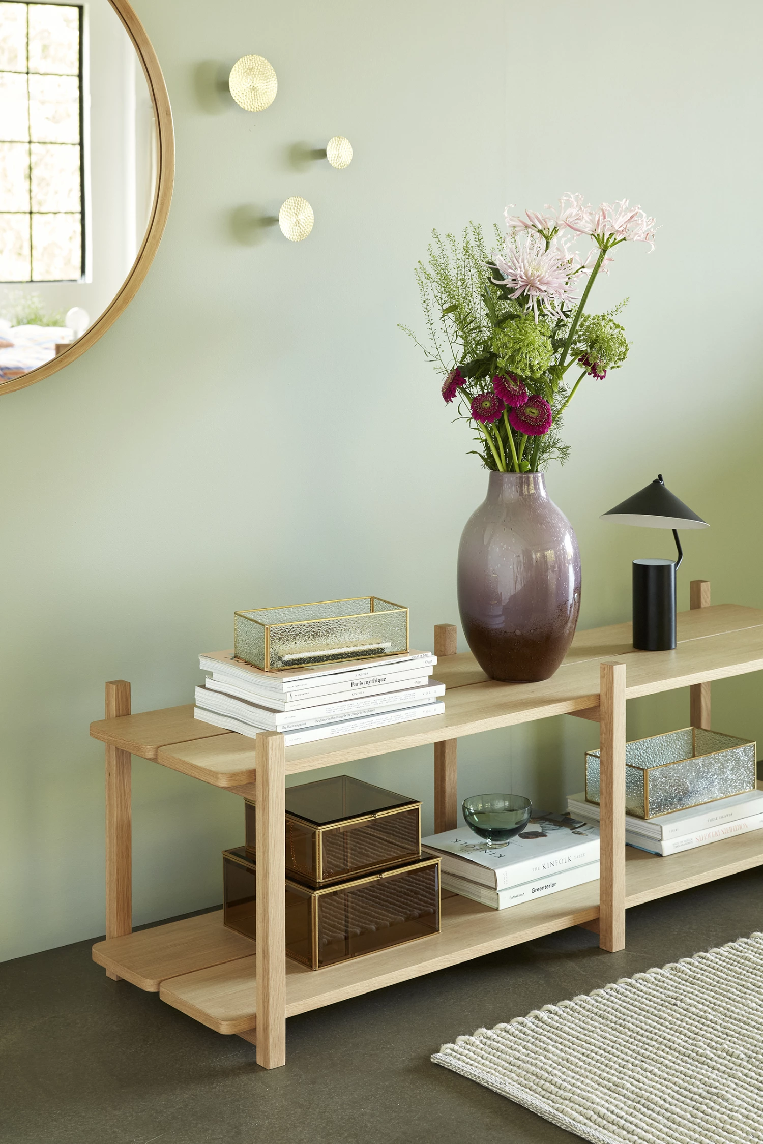 Hubsch Small Fluted Glass Bowl in Green