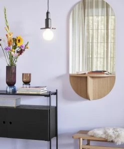 Hubsch Handmade Ribbed Glass Vase in Aubergine/Blue