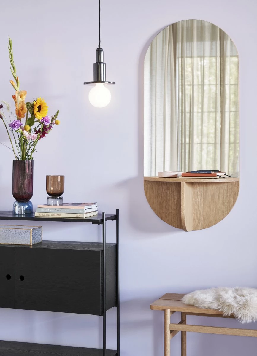 Hubsch Handmade Ribbed Glass Vase in Aubergine/Blue