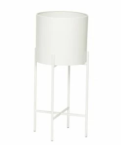 Hubsch Tall White Metal Standing Planter