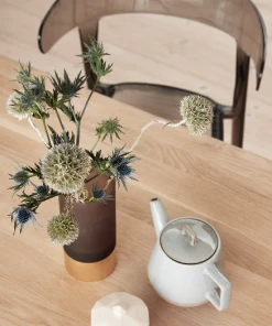 Hubsch Vases W/Brass Base Green/White/Blue/Brown/Brass Set of 4