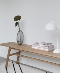 Hubsch Large Round Ribbed Clear Glass Flower Vase - Smoked Glass