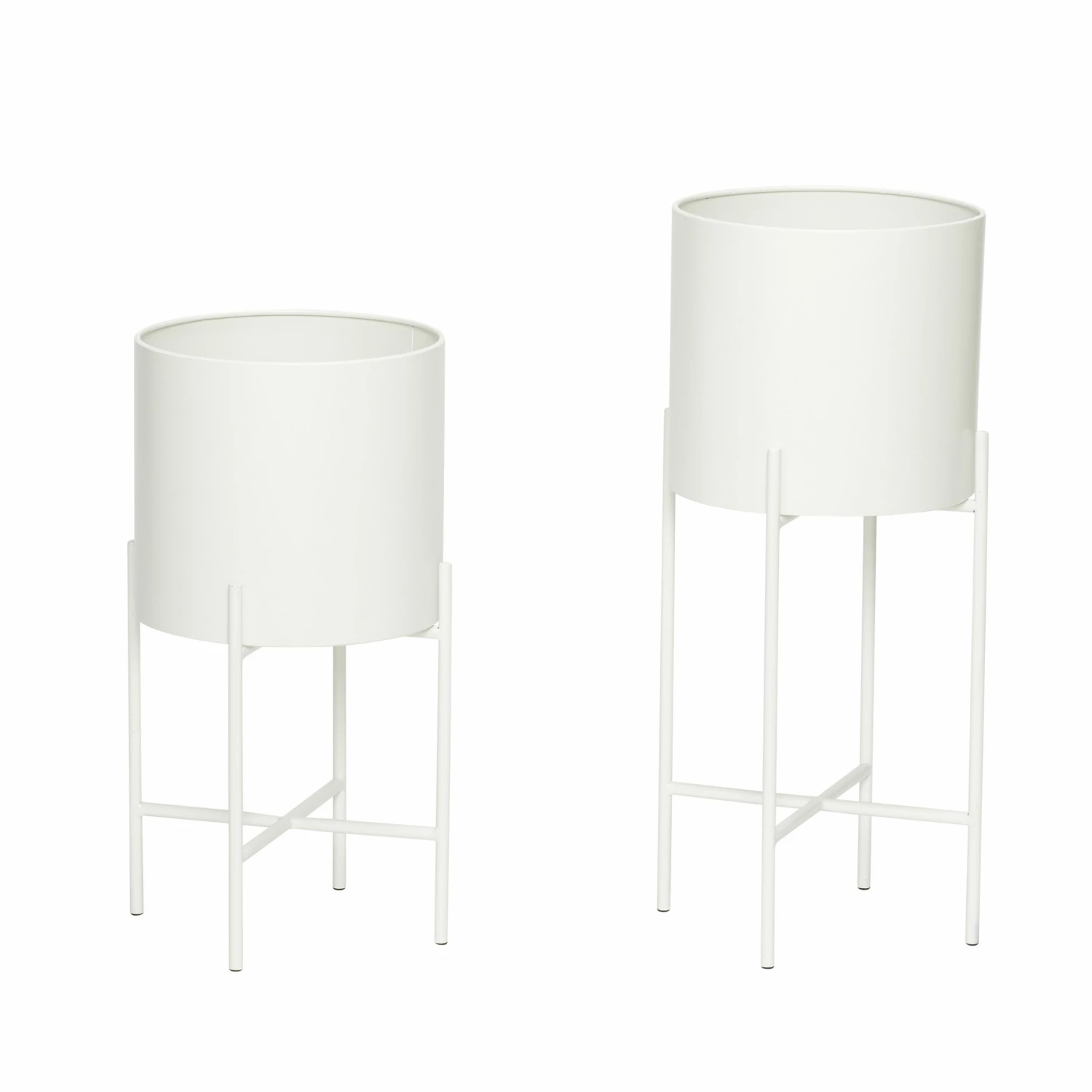 Hubsch Pot W/Leg Metal White S/2