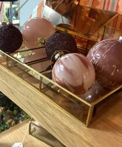 Hubsch Christmas ball baubles glass, pink, s/8