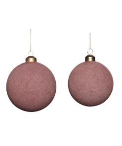 Hubsch Set of 8 Christmas ball baubles glass, purple