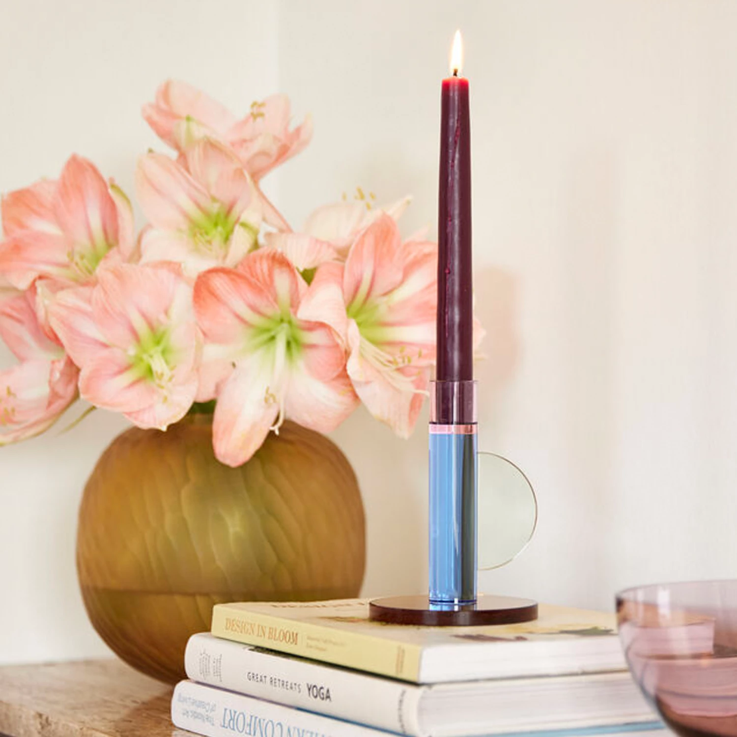 Hubsch Astro Crystal Candlestick Holder - Blue