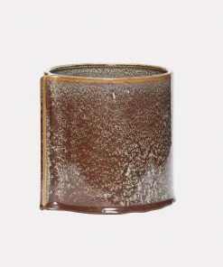 Hubsch Brown Ceramic Leaf Pot D20