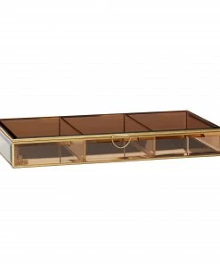 Hubsch Glass Box Brass Brown