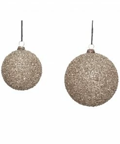 Hubsch Gold Glitter Christmas Bauble Set of 2
