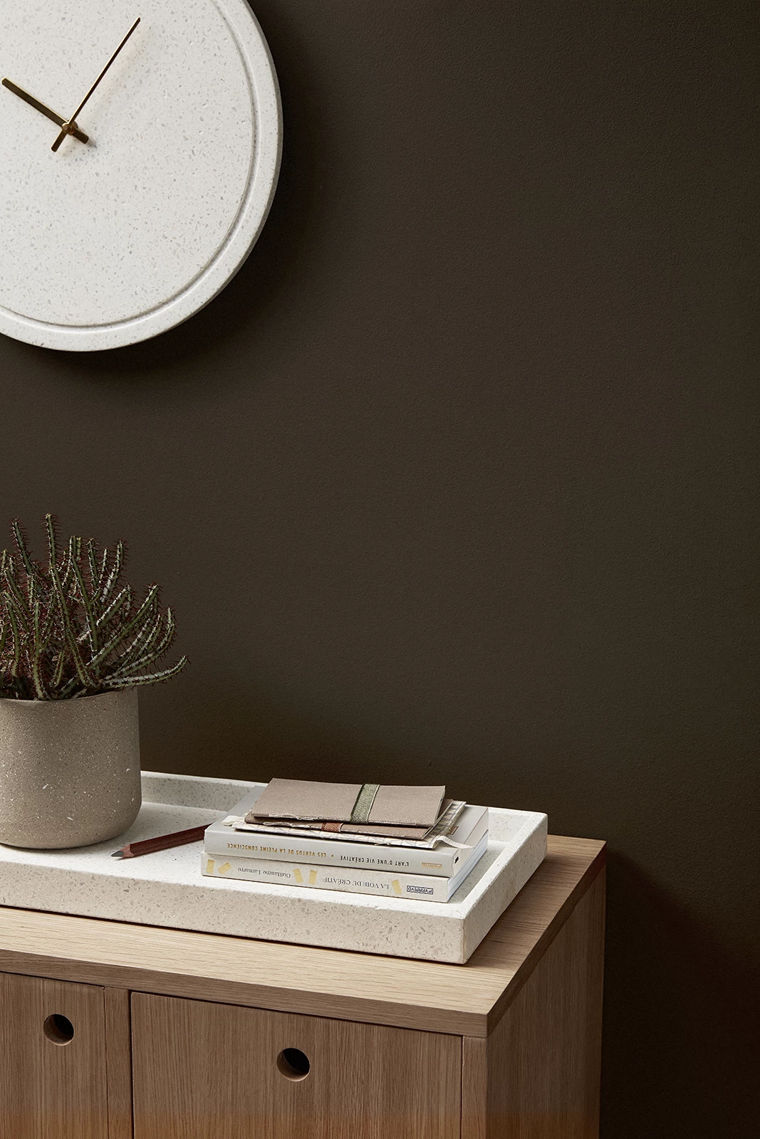 Hubsch White Rectangular Terrazzo Tray in Small Size