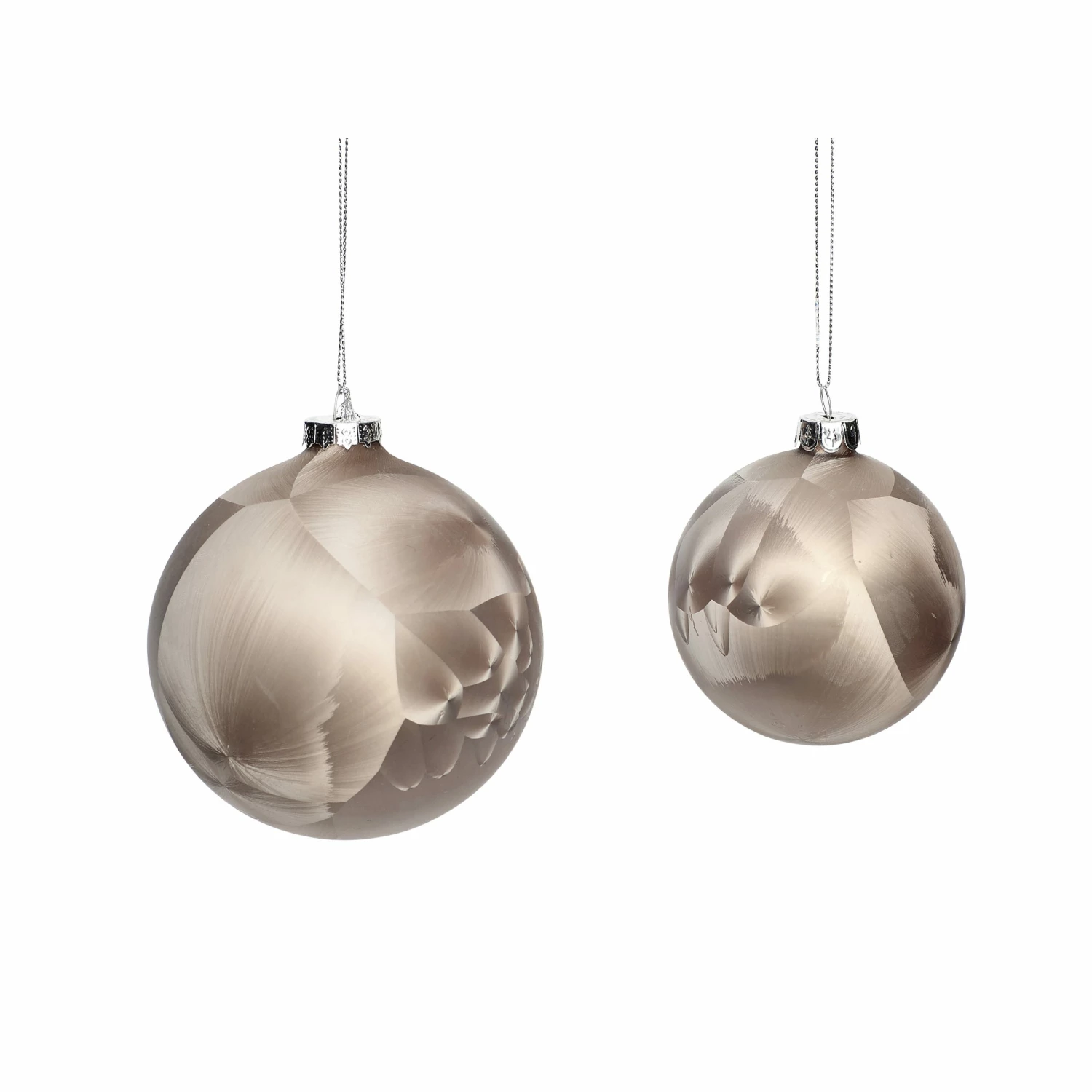 Hubsch Set of 8 Christmas Ball baubles Brown