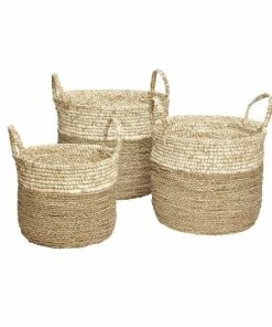 Hubsch Basket with Handles ø38xh32cm in Natural Colour