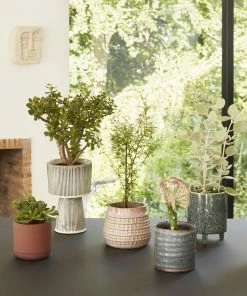 Hubsch Dark Green Ceramic Stand Pot D14