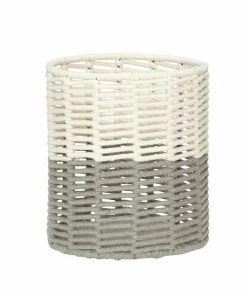 Hubsch Cream and Grey Round Cotton Rope Basket in Medium