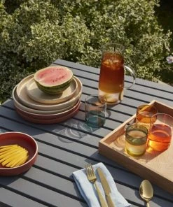 Hubsch Lemonade Glasses Amber/Petrol (set of 2)