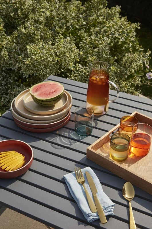 Hubsch Lemonade Glasses Amber/Petrol (set of 2)