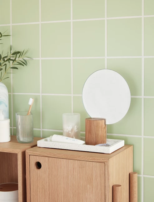 Hubsch Table Mirror, Wood, Nature, Round