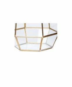 Hubsch Medium Brass and Glass Geometric Terrarium