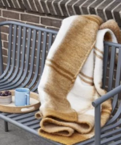 Hubsch Mustard Plaid Throw