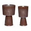 Hubsch Plinth Pots Purple/Brown