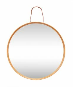 Hubsch Bamboo & Leather Round Mirror