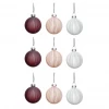 Hubsch Set of 9 Christmas Ball baubles White/Beige/Purple