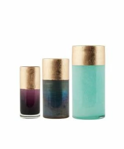 Hubsch Water Green and Gold Glass Vase