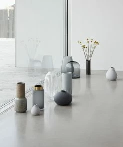 Hubsch Small Grey Metal Cylinder Vase