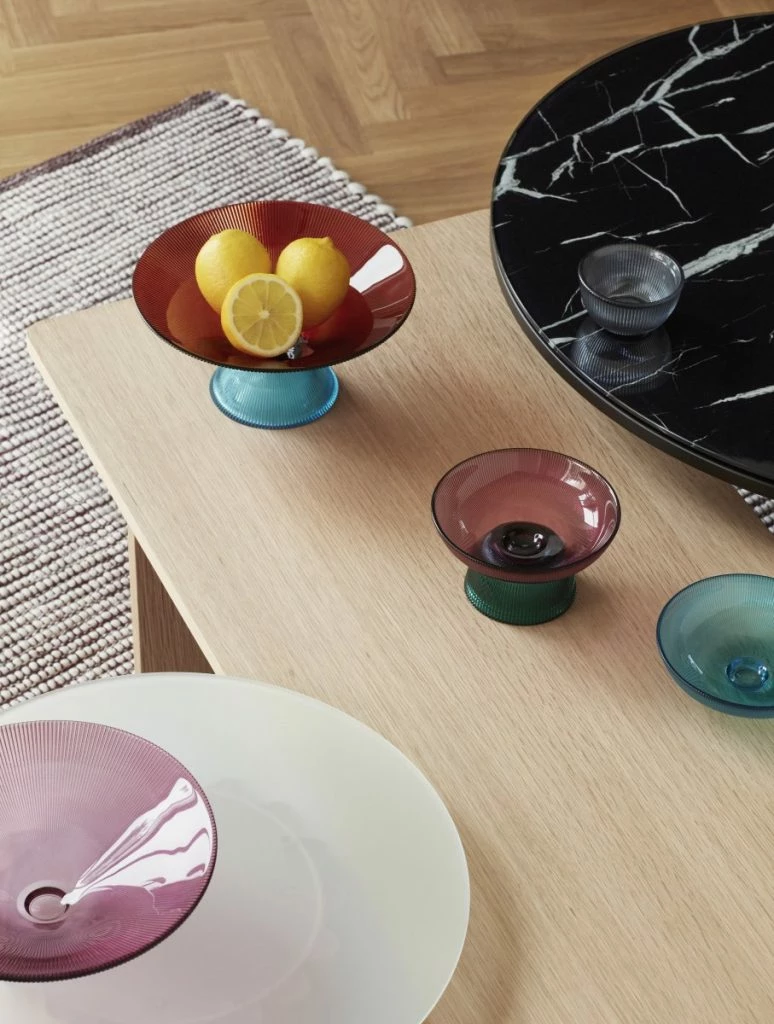 Hubsch Bowl Glass Pink Smoked