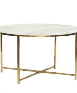 Hubsch Table Metal/Glass White/Brass