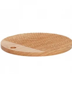 Hubsch Medium Round Oak Cutting Board With Lines