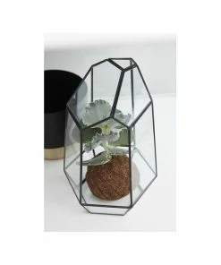 Hubsch Medium Brass and Glass Geometric Terrarium