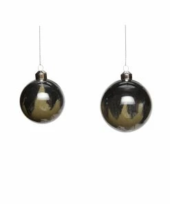 Hubsch Black + Olive Christmas Bauble Set of 2