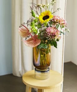 Hubsch Stand Vase In Amber Blown Glass