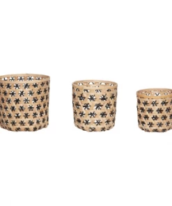 Hubsch 33 x 34cm Nature Black Bamboo Round Basket