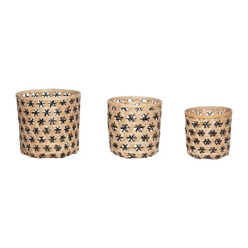 Hubsch 33 x 34cm Nature Black Bamboo Round Basket
