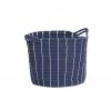 Hubsch Blue Cotton Basket With Two Handles in Small Size