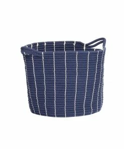 Hubsch Blue Cotton Basket With Two Handles in Small Size