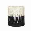Hubsch Cream and Black Round Cotton Rope Basket Medium